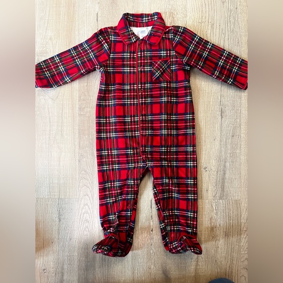 Little Me 12M Plaid soft Pj Onesie - Picture 2 of 5